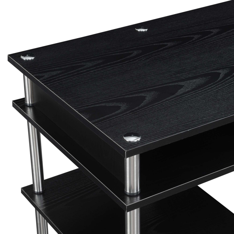 60 Cal Deluxe ławka szkolna z półkami, czarne/srebrne słupy stolik pod komputer biurko szkolne biurka