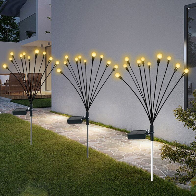 Lampe solaire en forme de lucioles, 2 pièces, éclairage de jardin, balançoire, vent, pour Patio, cour, chemin