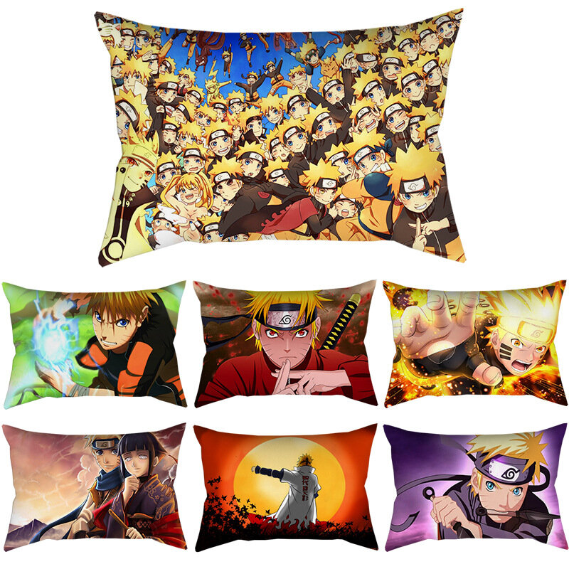 Naruto anime impresso fronha 50*30cm dos desenhos animados shippuden sasuke itachi kakashi travesseiro caso sala de estar decoração casa capa de almofada
