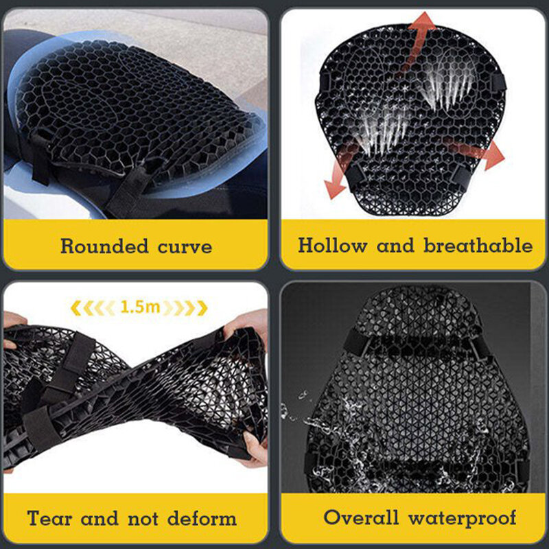 Motorcycle Seat Cushion Air Mesh Fabric Comfort Honeycomb Autobike Decompression Cover Shock Absorbing Pressure Relief Cushion