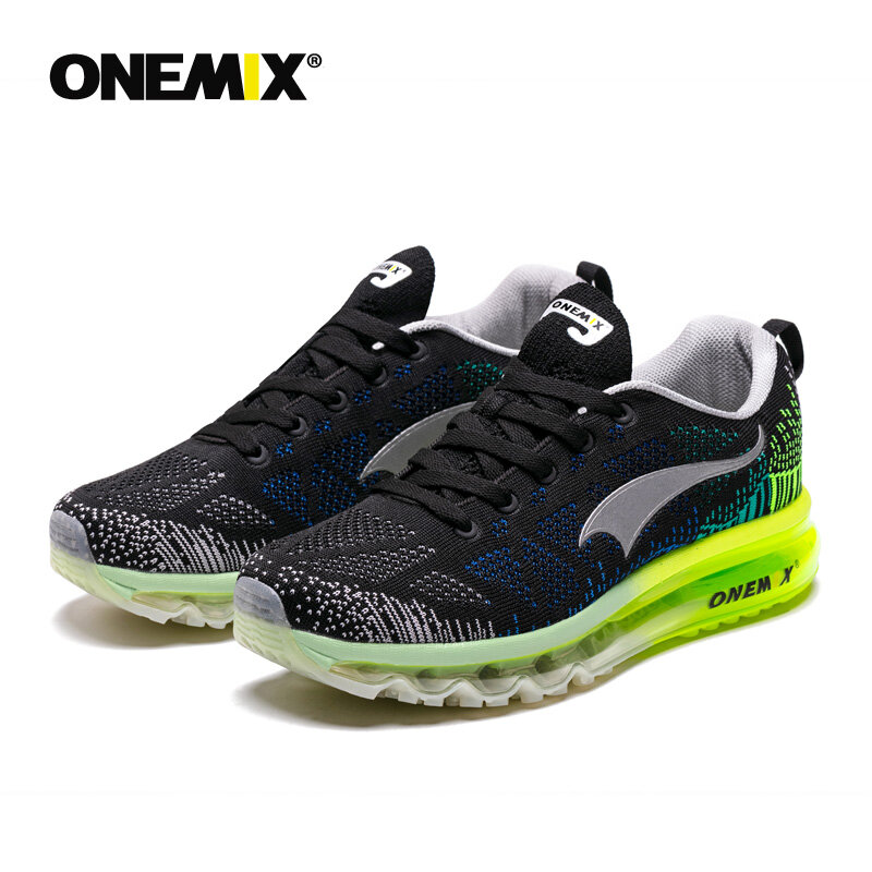 ONEMIX Sepatu Lari Sneakers Pria Bantalan Udara Luar Ruangan Jaring Bersirkulasi Sepatu Atletik Reflektif Warna-warni Sepatu Jogging