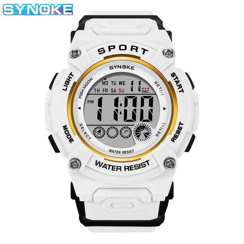 Synoke-子供用スポーツウォッチ,学生用腕時計,発光アラーム,週,個性,電子時計