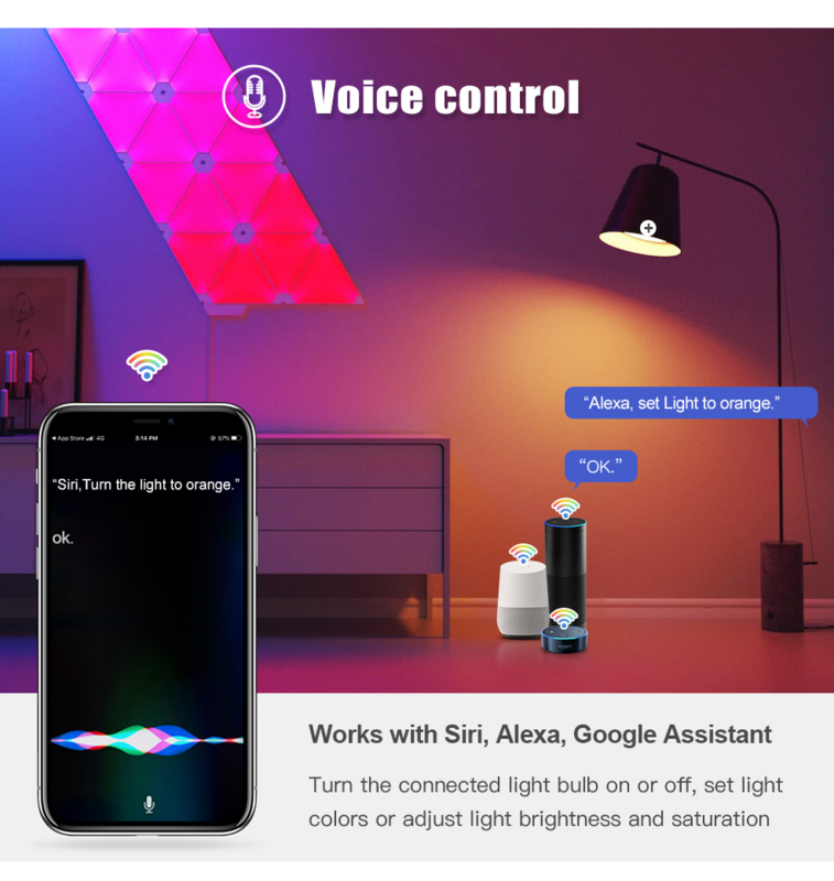 Yandex-bombilla Led inteligente E27 de 15W, lámpara regulable con WiFi, RGB, funciona con Homekit/Alexa/Siri/Cozylife