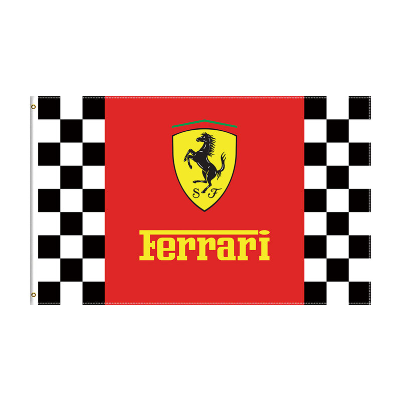 Spanduk Mobil Balap Cetakan Poliester Bendera Logo Ferraris 3X5 Kaki untuk Dekorasi