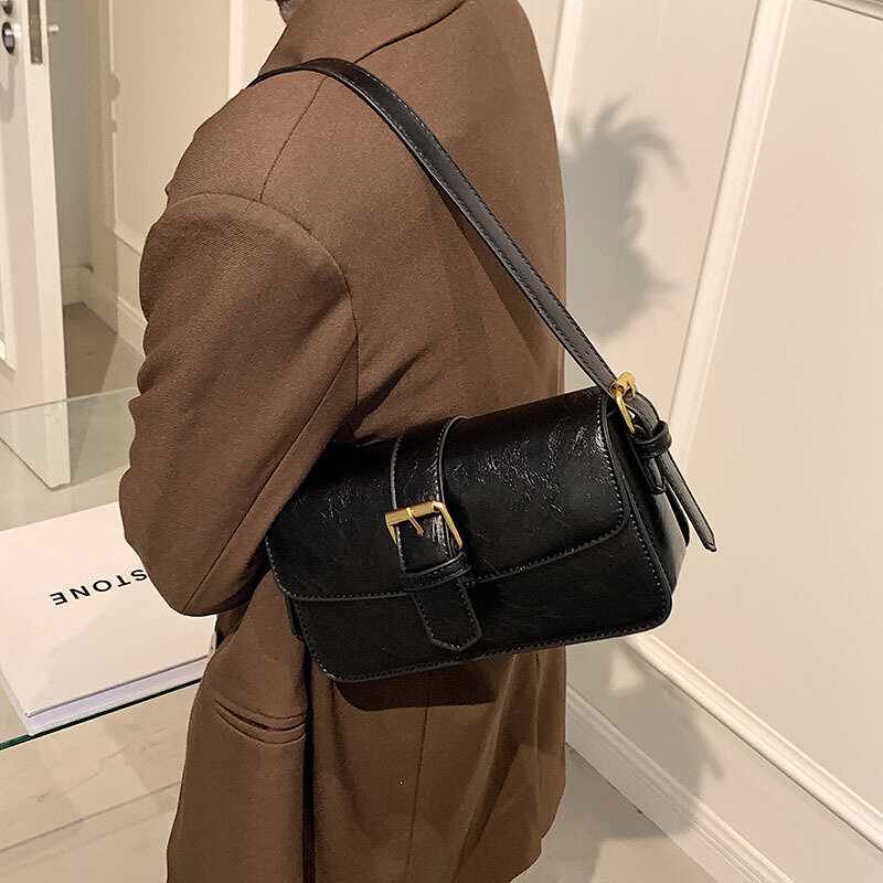 Маленькая сумка в стиле ретро 2021 Новинка модная женская сумка на одно плечо осенняя и зимняя текстурная маленькая квадратная сумка-мессенд...
