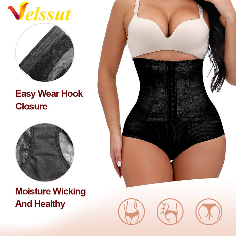 Velssut-moldeador de cuerpo de cintura alta para mujer, bragas de Control de barriga, ropa interior levantadora de glúteos, bragas moldeadoras sin costuras