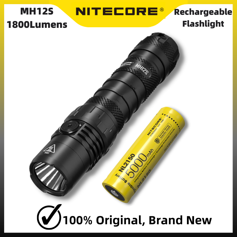 NITECORE MH12S 1800 루멘 USB 충전식 5000mAh 배터리 전술 Troch 빛