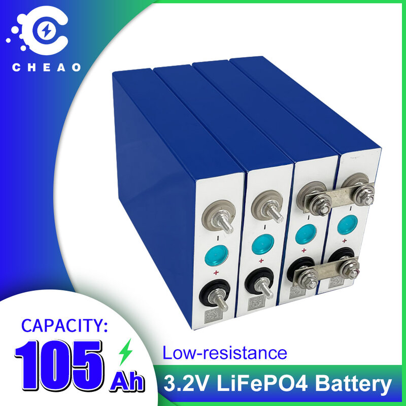Baterai 3.2V Lifepo4 105ah Kelas A 4-32 Buah Baterai Surya Lifepo4 Isi Ulang untuk Penyimpanan Energi Kapal Pesiar RV DIY 12V Bebas Pajak AS UE