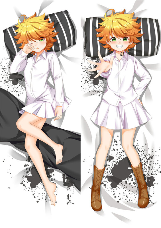 ออกแบบใหม่ Anime สัญญา Neverland Emma Dakimakura กอดหมอน Body กรณี Props สองด้านพิมพ์ปลอกหมอนผ้าปูที่นอนผ้าปูที่นอน