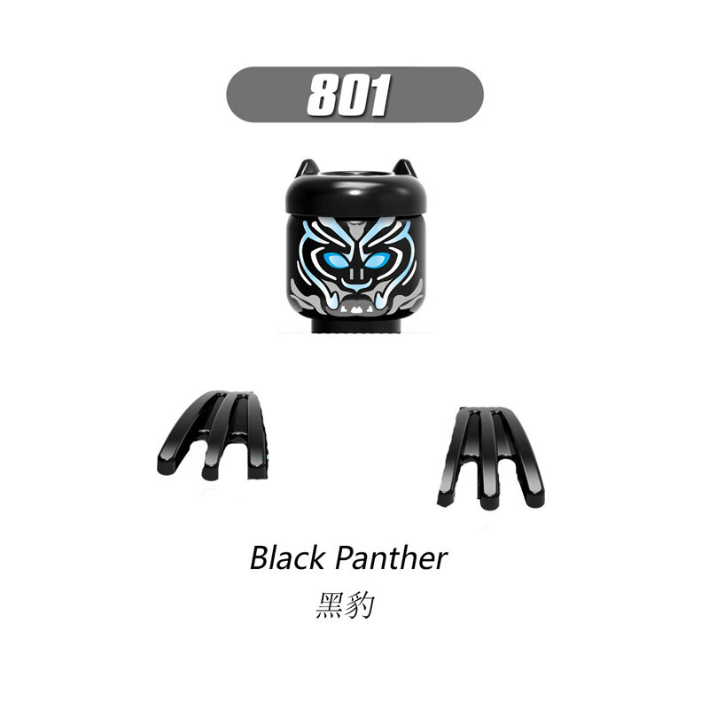 X0184 (799-806) bloco de construção mini figura conjunto blocos de construção super-herói pantera negra série brinquedos educativos bloco
