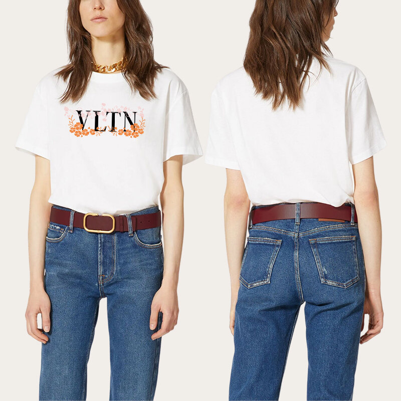 Camiseta de algodão das mulheres do vintage camisetas 2022 camisa de camisa de camisa gráfica camisetas de grandes dimensões t camisa de manga curta topos de luxo marca