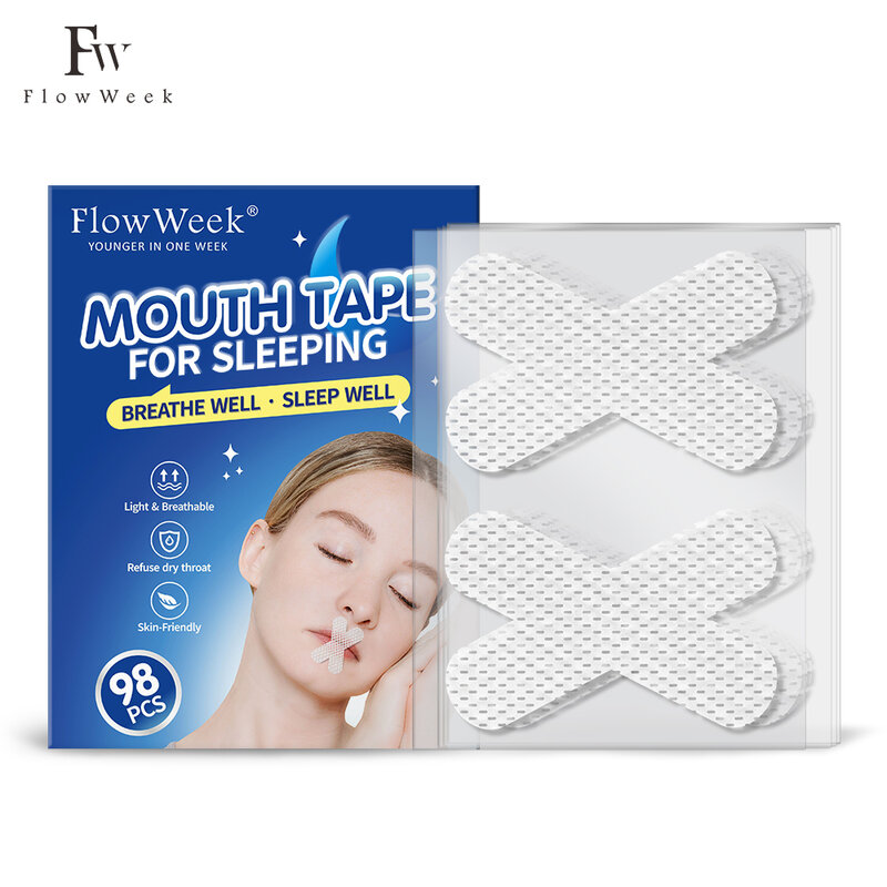 Flow Week-cinta para la boca para dormir, antirronquidos tiras adhesivas, mejora el sueño, pegatinas para la boca para ronquidos