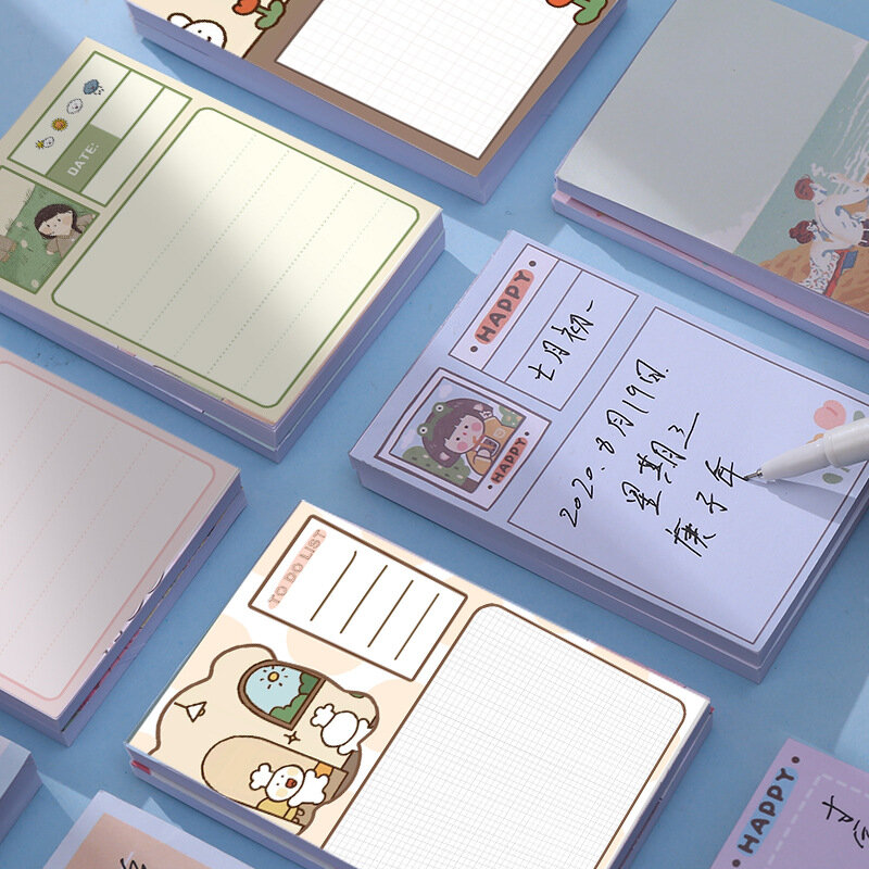 Livro de notas criativo japonês estudante bonito tearable animal dos desenhos animados não pegajoso material escolar aprender escritório papelaria mensagem tag