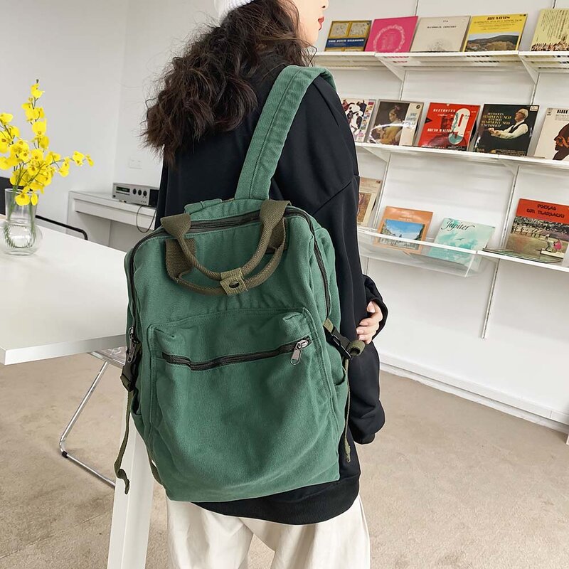 Fashion Retro Canvas Backpack for Women Men Large Capacity Travel Portable Student School Bag Zipper Shopper Shoulder Rucksack
