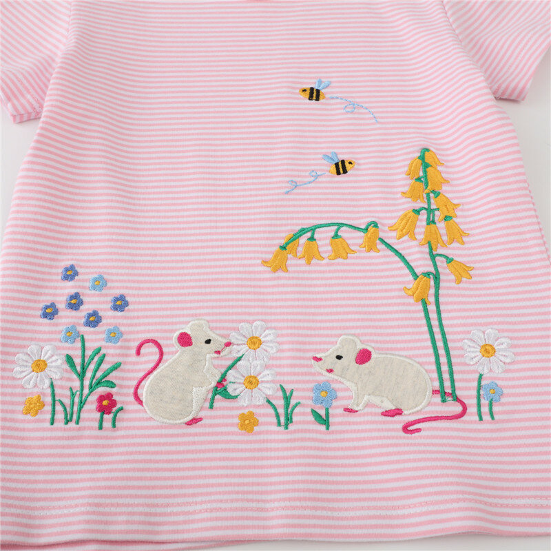 Ids Clothes-Camiseta de algodón de manga corta para niñas pequeñas, ropa cómoda de verano con dibujos de animales