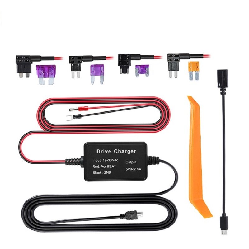 LeMyth-caja de fusibles de Cable duro Universal, Kit de Cable duro de cámara de salpicadero con USB, Micro macho a Mini Cable adaptador hembra