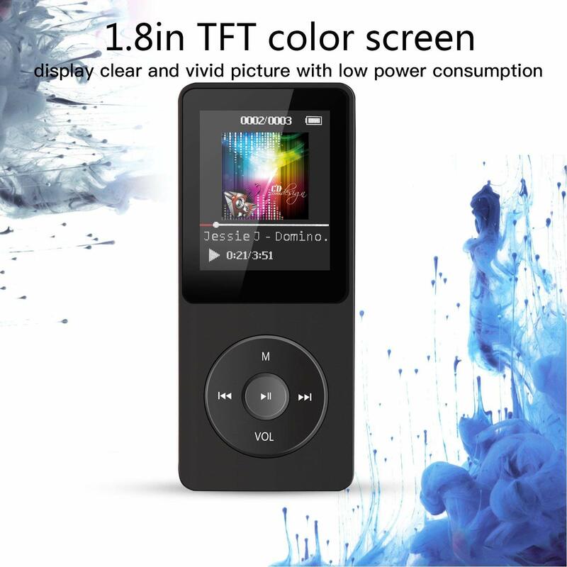Bluetooth MP3 Music Player 1.8'' Non-destructive Portable Mp4 Walkman FM Radio Card External Ultra-thin Recording For Phones