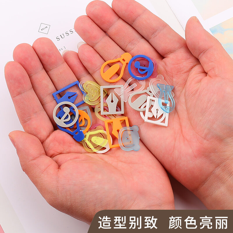 24 bulbs color paper clips round pins back-shaped buckle clips difference pins cute heart-shaped files paper clips