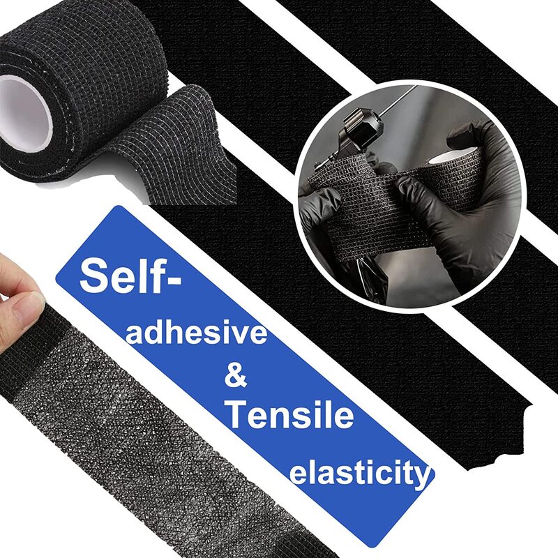 3/6/12/24/48/96pcs 2 "x 5 Yards fasciatura elastica Wrap Tattoo Grip Tape Wrap Tattoo Grip Tube Tattoo Pen Machine, forniture per tatuaggi