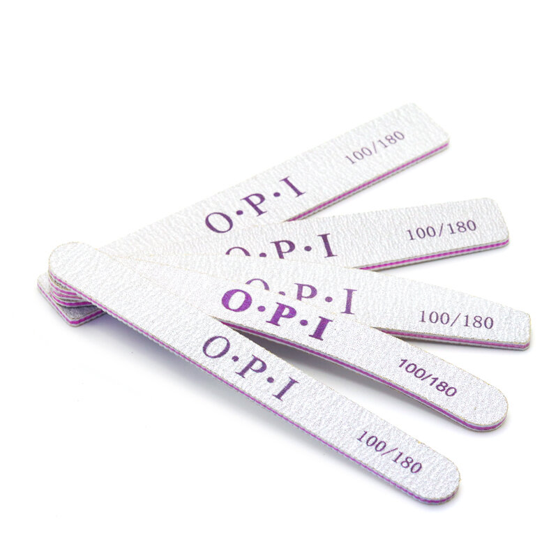 2Pcs เล็บ OPI แฟ้ม100/180 Grit Professional วัสดุล้างทำความสะอาดได้สีเทาอุปกรณ์เล็บเครื่องมือขัดบัฟเฟอร์เล็บ