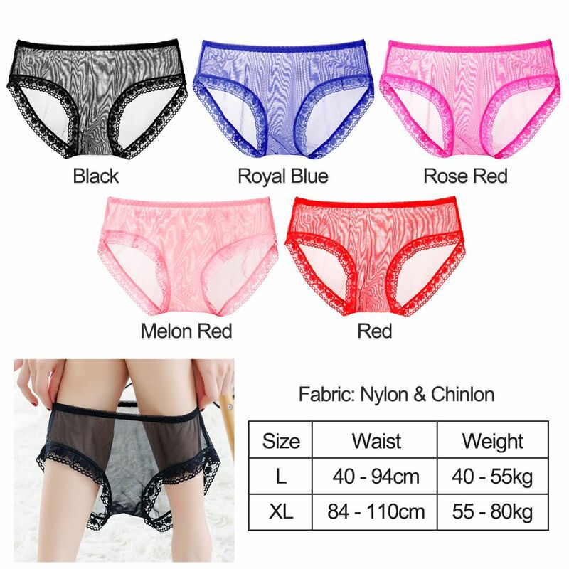 Brief Thin Lace Sexy Lingerie Mesh Panties Thongs Women Underwear Open Crotch Thongs Knickers