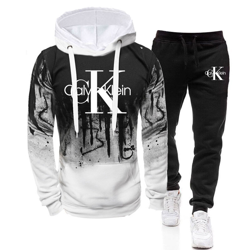 Men's Autumn Winter 2pcs Outfits Hooded Sweatshirts and Sweatpants High Quality Male Daily Casual Sports Hoodie Tracksuit S-4XL