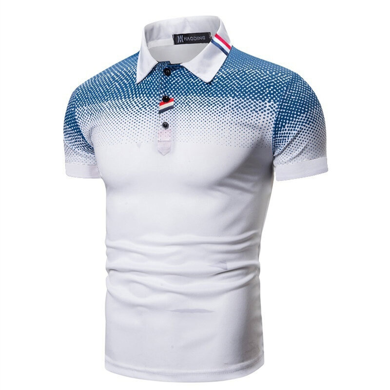 Fashion Men's Short-sleeve Golf T-shirt Men's Summer New Color Bar Design Lapel Collar Shirt