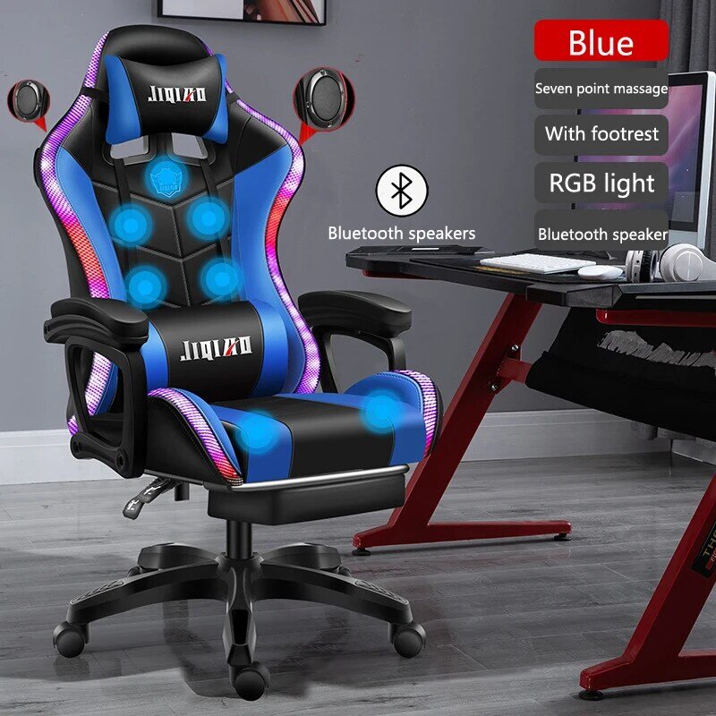 Silla giratoria ergonómica para gaming, Sillón de masaje para ordenador, muebles luminiscentes RGB, para oficina, hogar, en vivo, novedad de 2023