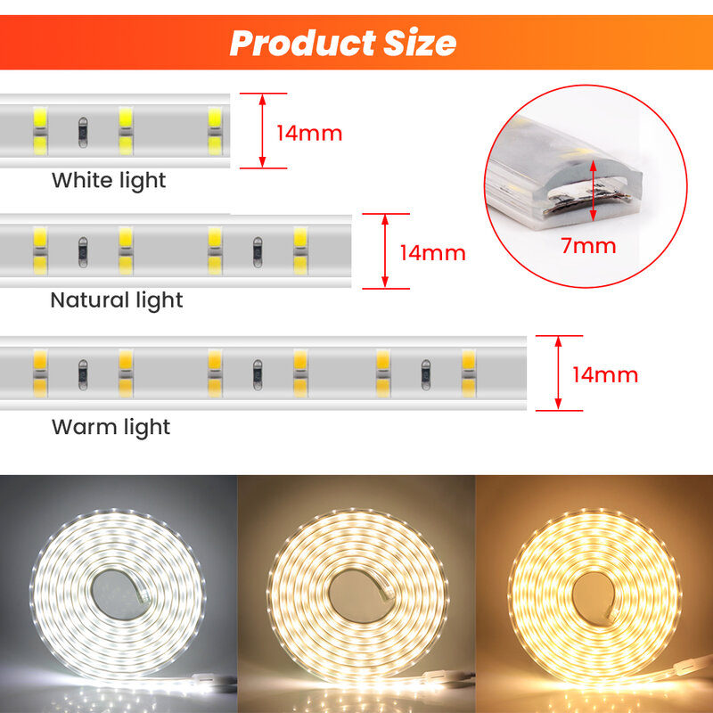 Super Bright 2835 LED Strip Light with Switch Double Row 120Leds 220V Waterproof Outdoor LED Ribbon Flexible LED Tape Decoration