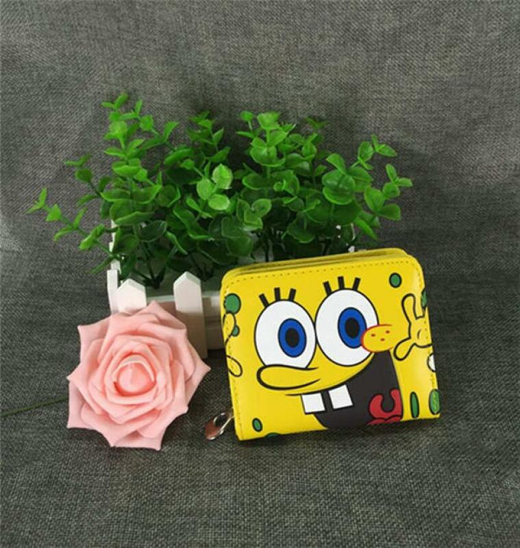 Spongebob Squarepants portafoglio da donna Cute Cartoon Zipper fermasoldi portamonete pacchetto di carte Kawaii Anime peluche per regalo ragazza