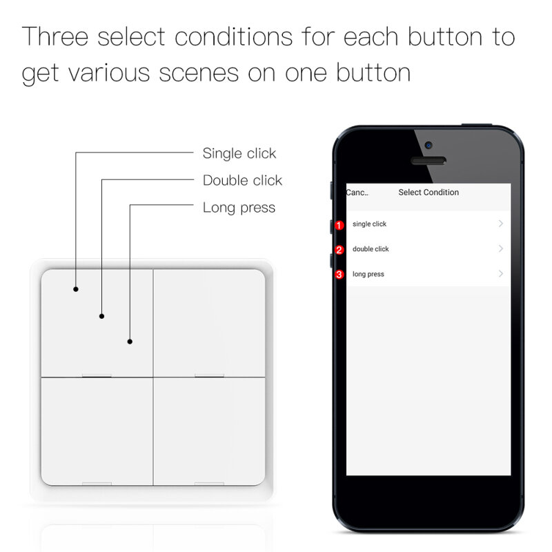 Tuya inteligente zigbee cena interruptor de luz sem fio 4 gangues parede botão em fora da vida inteligente controle app para dispositivos tuya