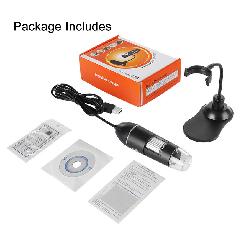 Microscopio Digital 50X-1000X, cámara USB con soporte de tubo de serpiente, Lupa Electrónica de 8 LED, contacto PC para inspección textil PCB