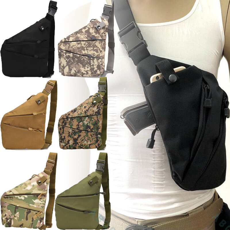 Multifunctional hidden tactical storage bag male left and right nylon shoulder bag anti-theft bag chest bag hunting