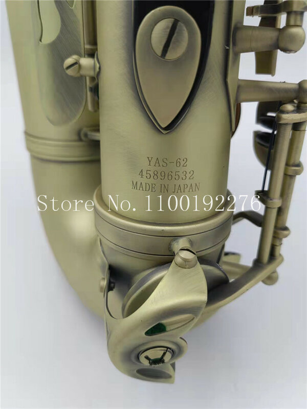 Referência saxofone alto antigo escovado cetim acabamento YAS-62 azul saxofone ouro chave com acessórios