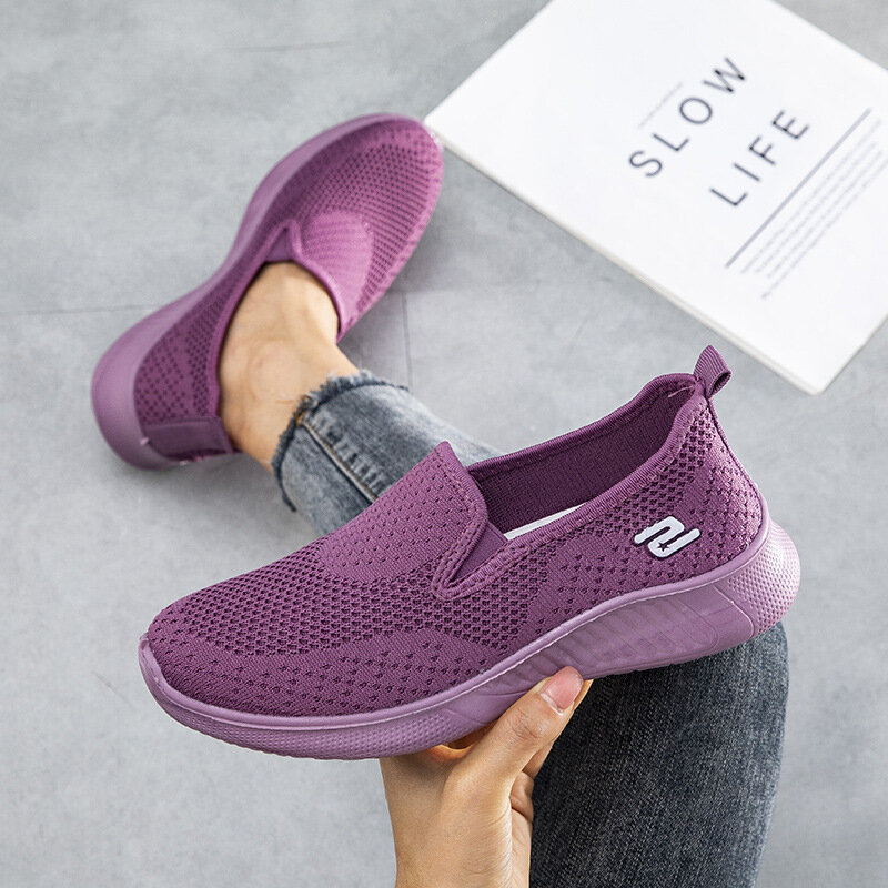 Plus Size Women Shoes Fashion Breathable Loafers Ladies Casual Socks Shoes Women Mesh Sports Shoes Non Slip Flats Women Trainers