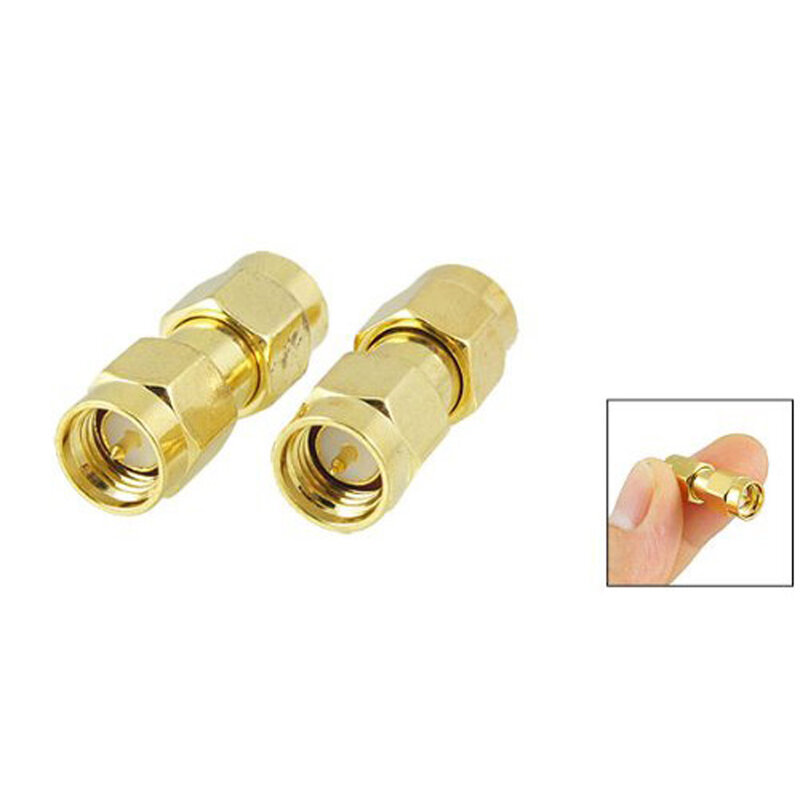 New Hot 5 pcs Gold Tone SMA Male to SMA Male Plug RF Coaxial Adapter Connector