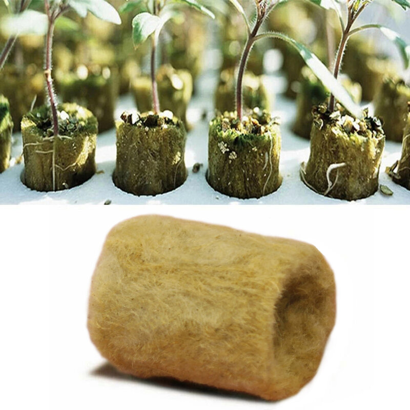 단일 구멍 성장 미디어 플러그 스타터 큐브 바위 양모 식물 수경 번식 이식 묘목 토양 블록, 50/100 개