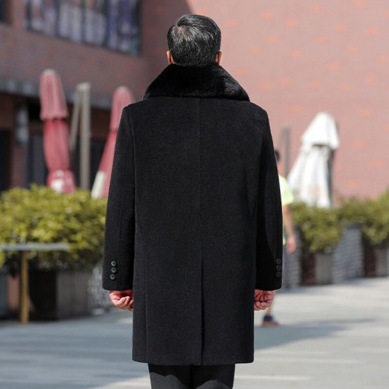 Holyrising-معطف شتوي طويل أسود دافئ للرجال ، معطف من الصوف ، ملابس عالية الجودة ، معطف من الصوف السميك ، فاخر ، 2023