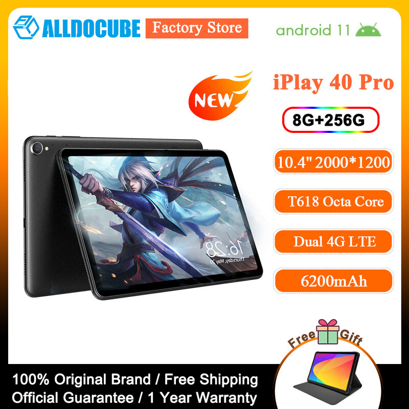 ALLDOCUBE iPlay 40 Pro 10.4'' Tablet Android 11 2K 2000x1200 FHD 8GB RAM 256GB ROM UNISOC T618 OctaCore 4G LTE Dual Wifi
