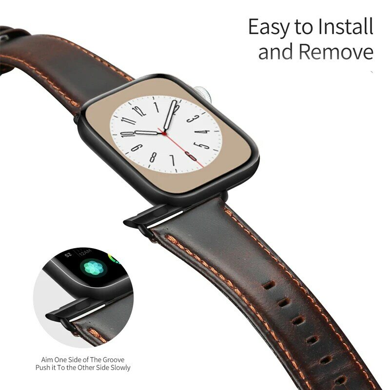 Leather Strap for Apple watch band ultra 49mm 44 45 42mm 38 40 41mm wristband belt bracelet for iwatch series 4 5 6 SE 8 correa