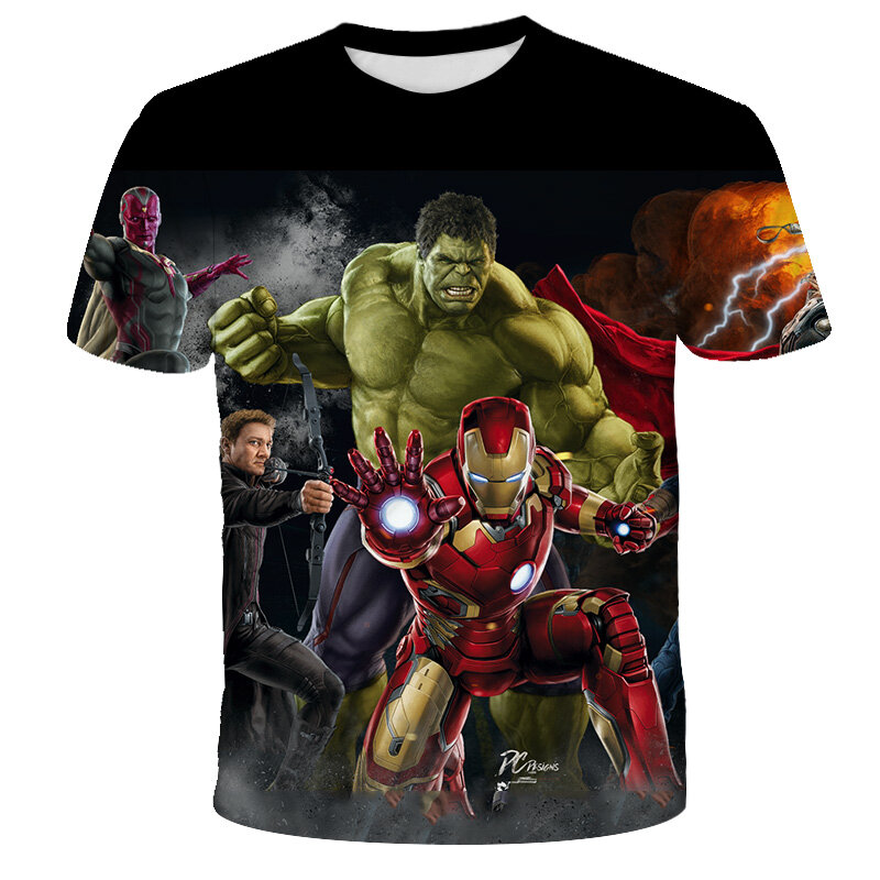 Футболка с супергероями Marvel, Человек-паук, Капитан Америка, Халк, Детские футболки, футболки для мальчиков, Детская футболка с коротким рука...
