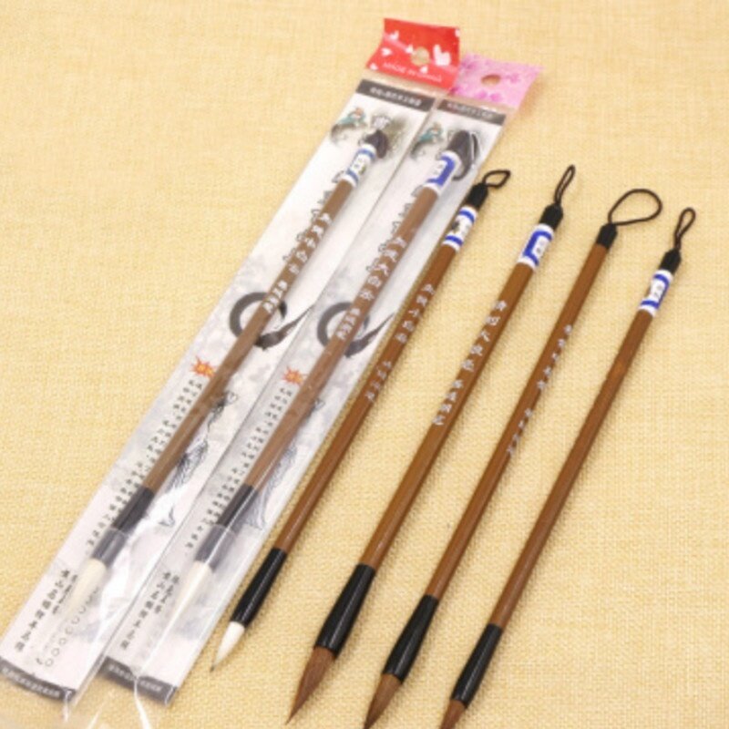 3Pcs/Set Traditional Chinese Writing Brushes White Clouds Bamboo Wolf's Hair Writing Brush for Calligraphy Painting Practice