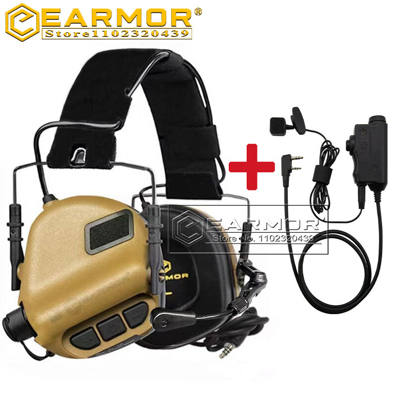 EARMOR – casque tactique original M32 et protège-oreilles M52, adaptateur PTT pour sports de plein air, réduction du bruit/protection auditive