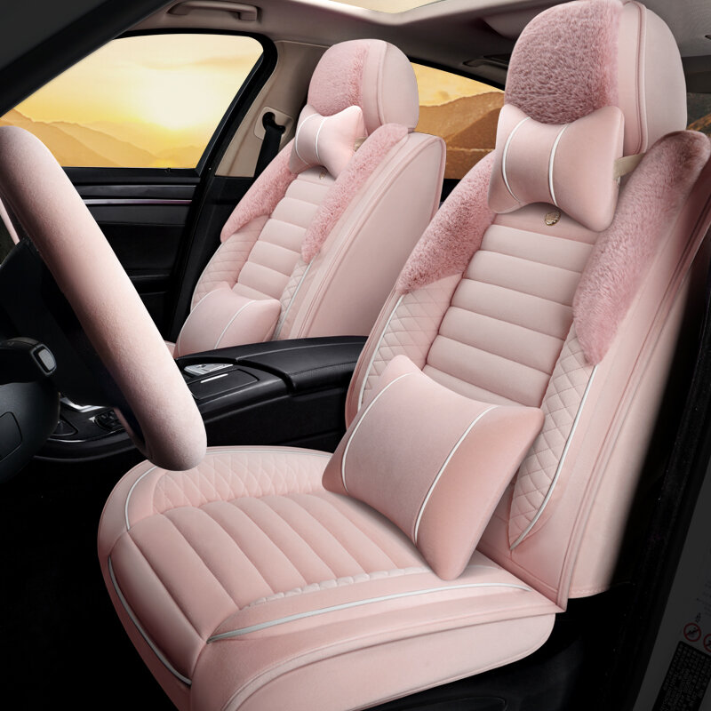 2022 novas tampas de assento do carro para sedan suv warmer novo pelúcia 5 peças conjunto completo para assentos dianteiros e traseiros pele coxim esteiras das mulheres