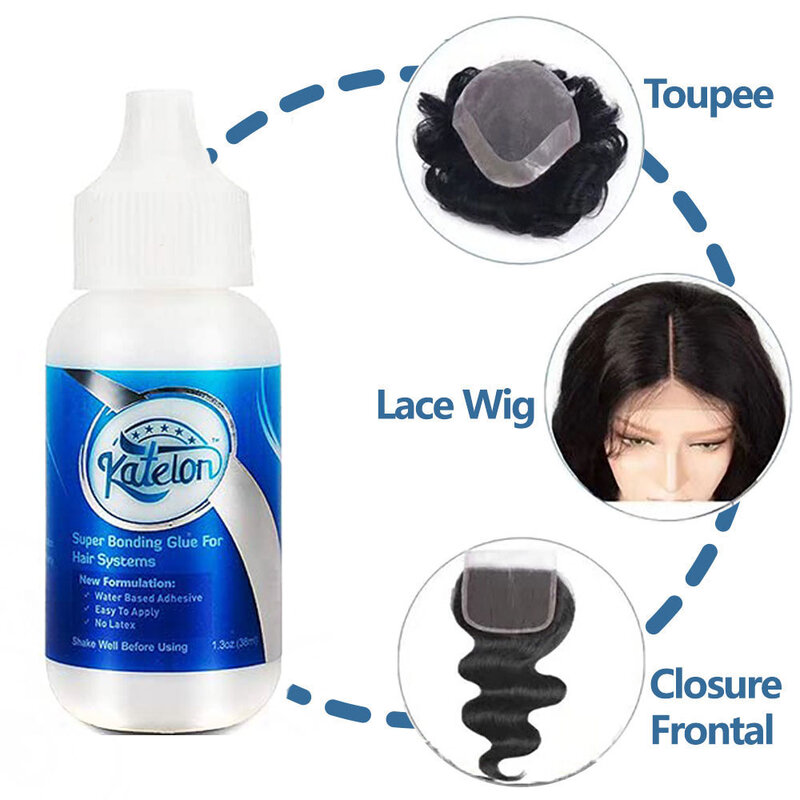 Pegamento de encaje frontal impermeable para peluca, pegamento de pelo superlíquido para peluca de encaje + removedor + PALO de cera para peluca + Spray de tinte de encaje, 38ml