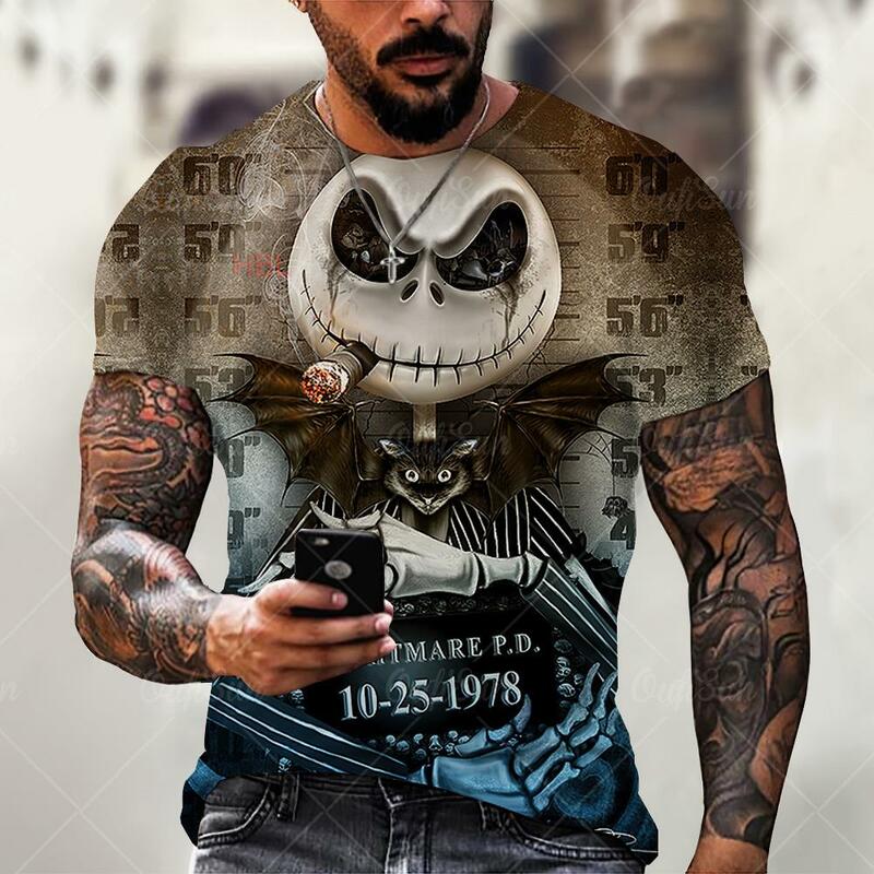Camiseta con estampado 3D de payaso malvado oscuro para hombre y mujer, Camiseta holgada de manga corta de gran tamaño, tendencia urbana