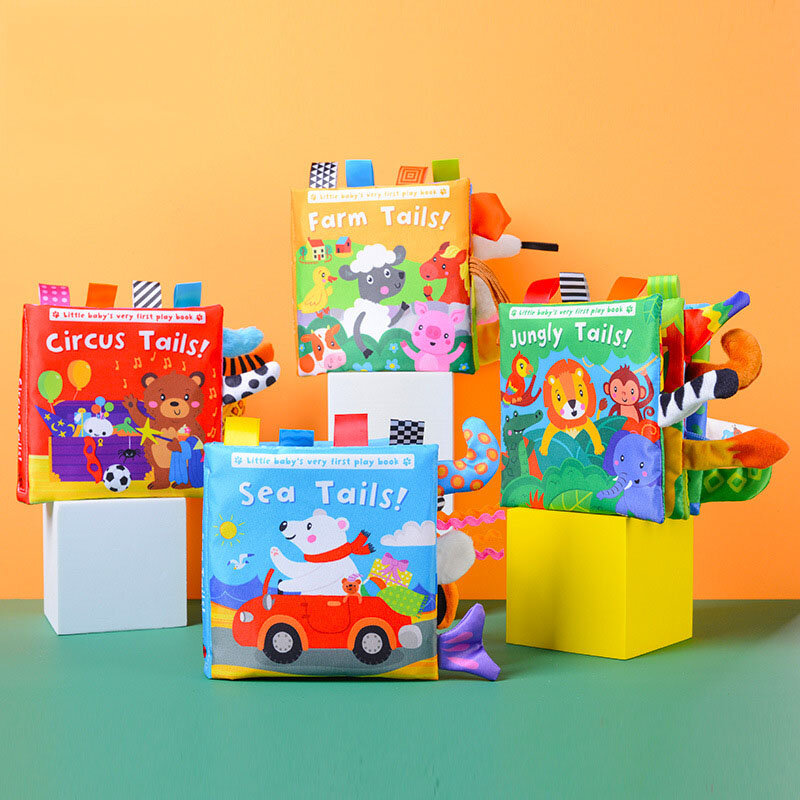 Buku Kain Boneka Tangan Kartun Bayi Baru Lahir Buku Kain Pendidikan Anak-anak Belajar Awal Mengembangkan Kognitif Membaca Buku Puzzle Mainan