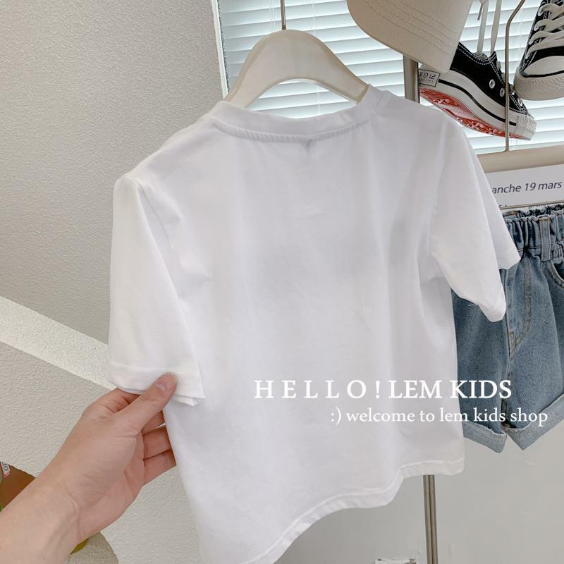 Zestaw odzieży dziecięcej 2023 lato New Girl Baby modny naszyjnik list z krótkim rękawem t-shirt dżinsowy zestaw szortów