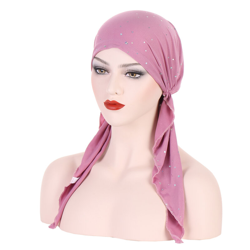 Muslimische Frauen Turban Hut Schal Chemo Motorhaube Kappen Kopf bedeckung Kopftuch Wrap Krebs Bandanas Haarschmuck Islam Hijab lang