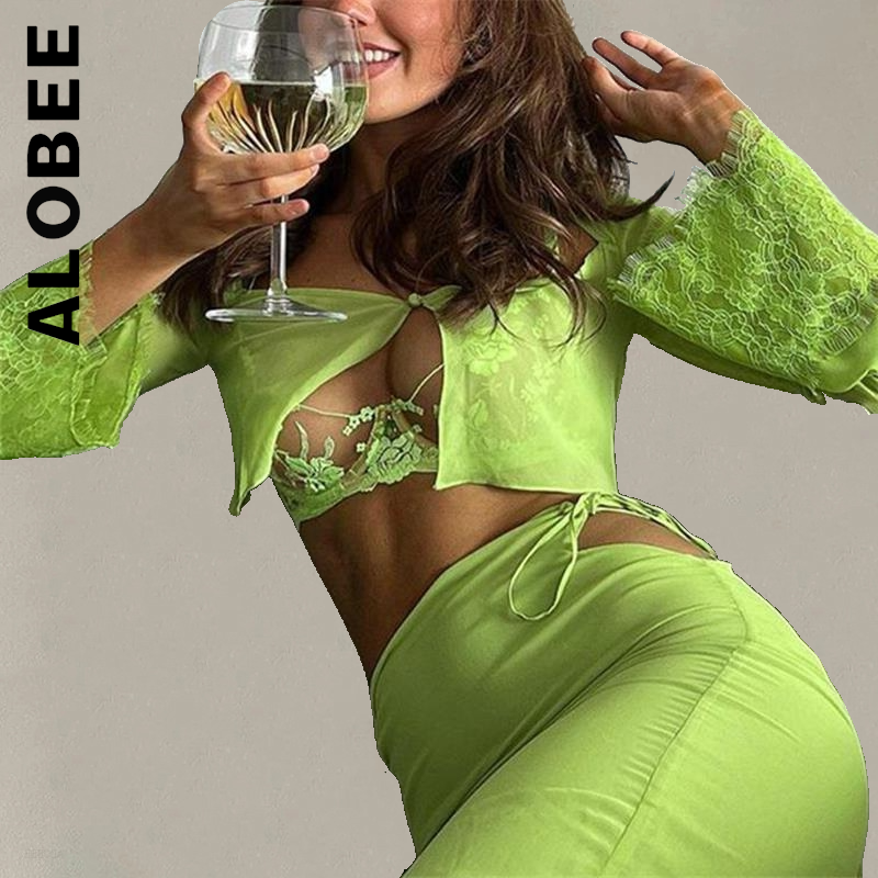 Alobee ผู้หญิงชุดใหม่ Basic กีฬาแน่นกระโปรงยาวผู้หญิงชุดลำลอง2ชิ้นชุดเซ็กซี่เลดี้หญิง Tracksuit ชุด